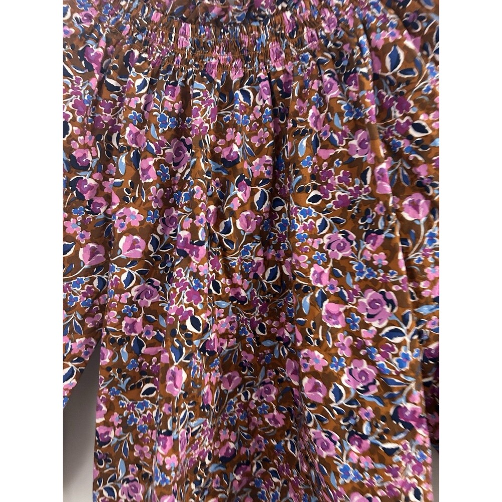 J. Crew Puff-Sleeve Popover Top shirt cottagecore floral ruffle grandma Large - Picture 2 of 9